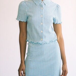 Lisa Says Gah Blue Gingham Set